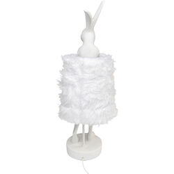 Table Lamp Animal Rabbit Fur White/Silver 68cm