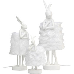 Table Lamp Animal Rabbit Fur White/Silver 68cm