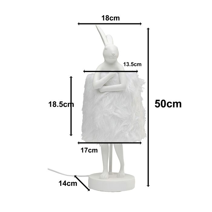 Tischleuchte Animal Rabbit Fur Weiß/Silber 50cm