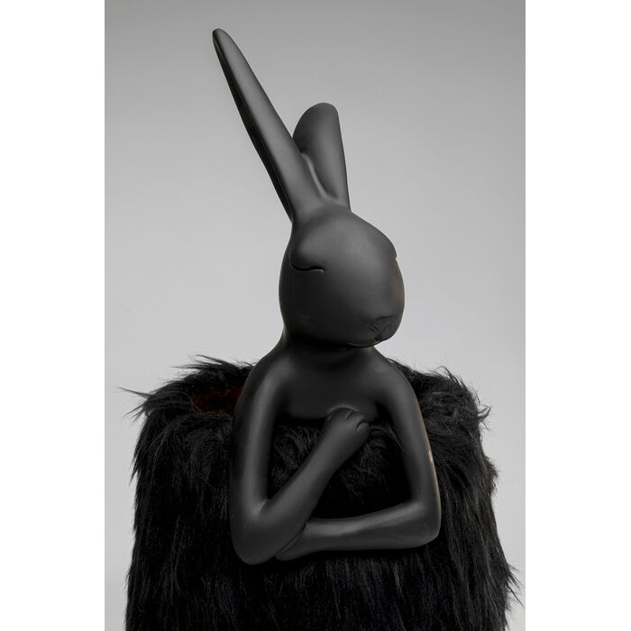 Table Lamp Animal Rabbit Fur Black/Gold 68cm