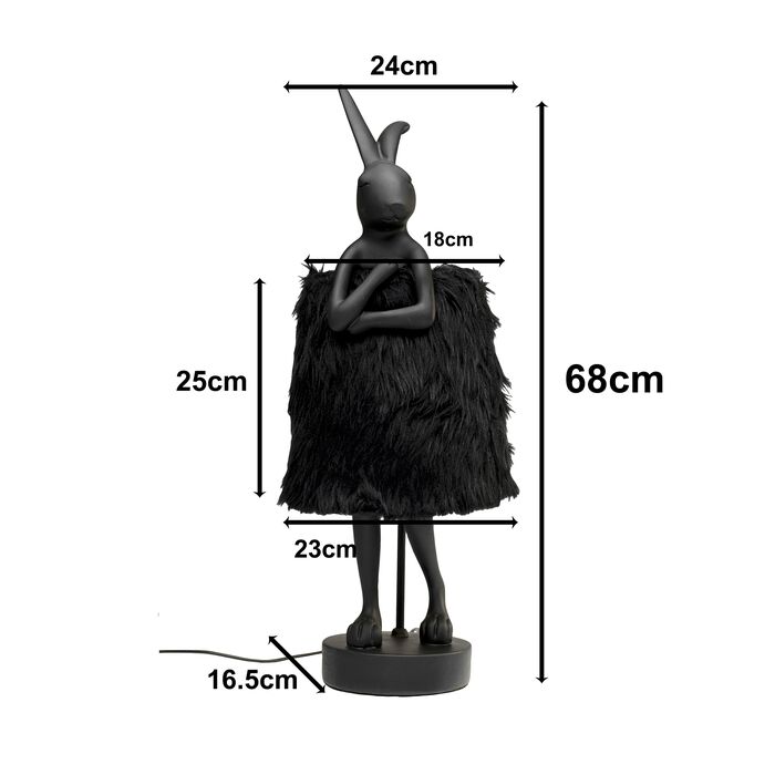 Tischleuchte Animal Rabbit Fur Schwarz 68cm