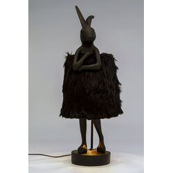 Table Lamp Animal Rabbit Fur Black/Gold 68cm