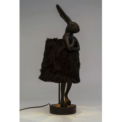 Table Lamp Animal Rabbit Fur Black/Gold 68cm