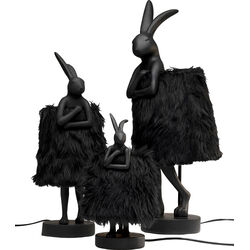 Table Lamp Animal Rabbit Fur Black/Gold 68cm