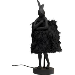 Table Lamp Animal Rabbit Fur Black/Gold 50cm