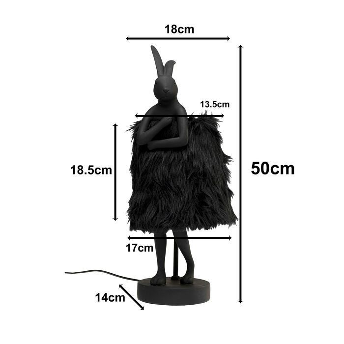 Tischleuchte Animal Rabbit Fur Schwarz 50cm