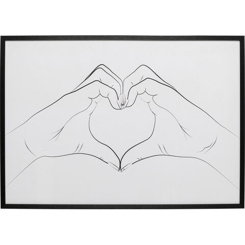 Framed Picture Heart Hands 103x73cm