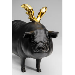 Figurina decorativa Flying Pig nero 21cm