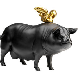 Figurina decorativa Flying Pig nero 21cm