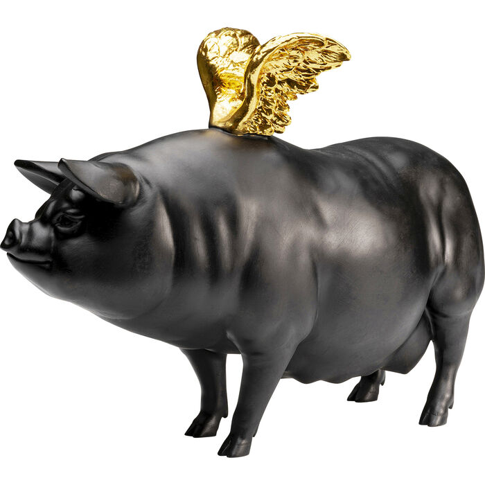 Figurina decorativa Flying Pig nero 11cm