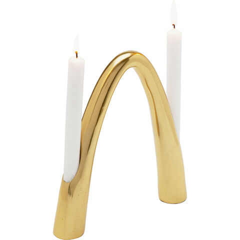 Candle Holder Bow Duo Gold 25cm
