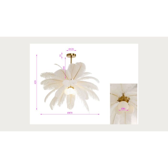 Pendant Lamp Feather Palm White Ø87cm