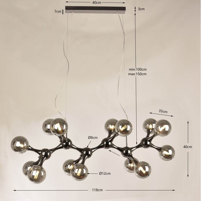 Hängeleuchte Atomic Balls Smoke 190cm