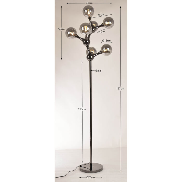 Stehleuchte Atomic Balls Smoke 174cm