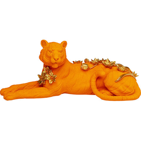Deco Figurine Flower Leoard Orange 26cm