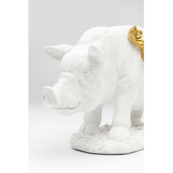 Figura Deco Flower Pig Blanco 21cm