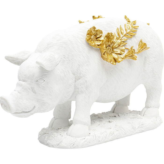 Figura Deco Flower Pig Blanco 21cm