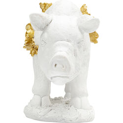 Figura Deco Flower Pig Blanco 21cm