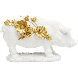 Figura Deco Flower Pig Blanco 21cm