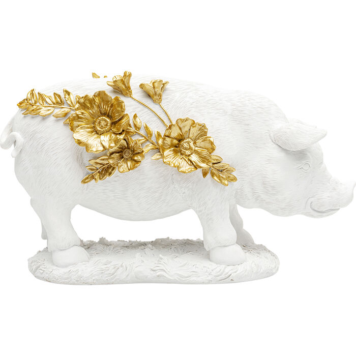 Figura Deco Flower Pig Blanco 21cm