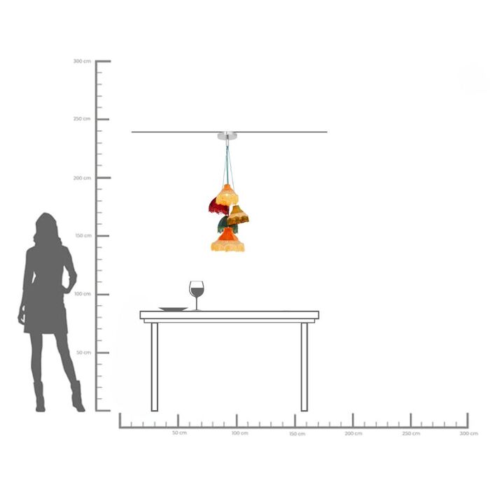 Hängeleuchte Saloon Fringes 5er