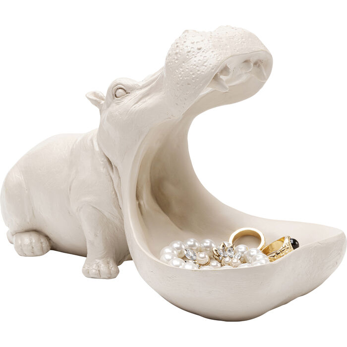 Deko Figur Hungry Hippo 17cm Greige