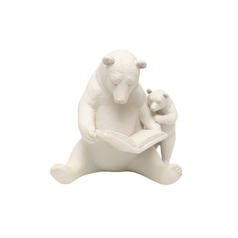 Deco Figurine Reading Bears Greige