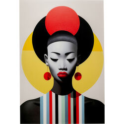 57668 - Glasbild Muse Retro Lady Rot 80x120cm