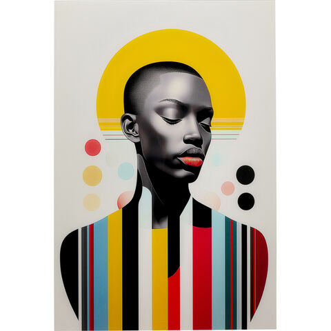 Tableau en verre Muse Retro Lady jaune 80x120cm