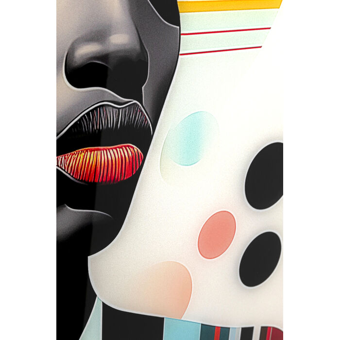 Glasbild Muse Retro Lady Gelb 80x120cm