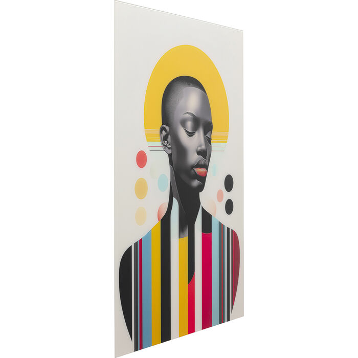 Glasbild Muse Retro Lady Gelb 80x120cm