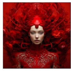 57674 - Glasbild Muse Rot 120x120cm