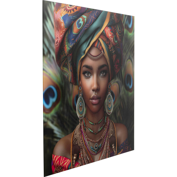 Glasbild Muse Peacock 100x100cm