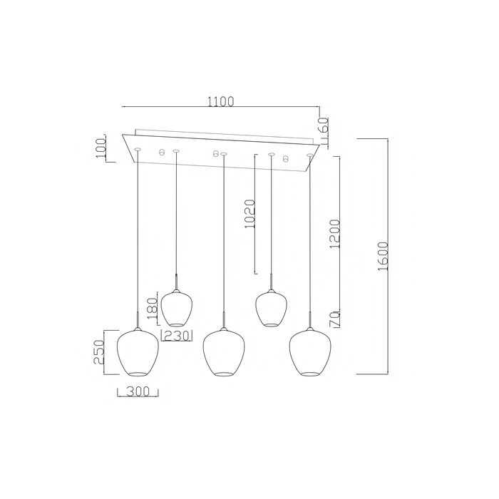 Lampadario Sphere Smoke Five 160cm