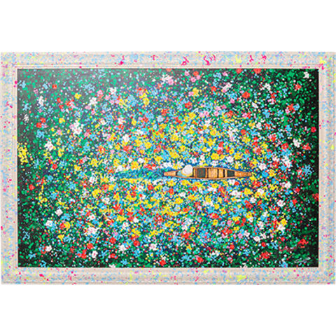 Framed Picture Floating Flower Market 150x100cm