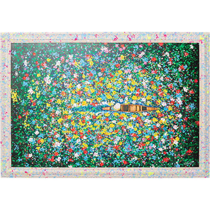 Framed Picture Floating Flower Market 150x100cm