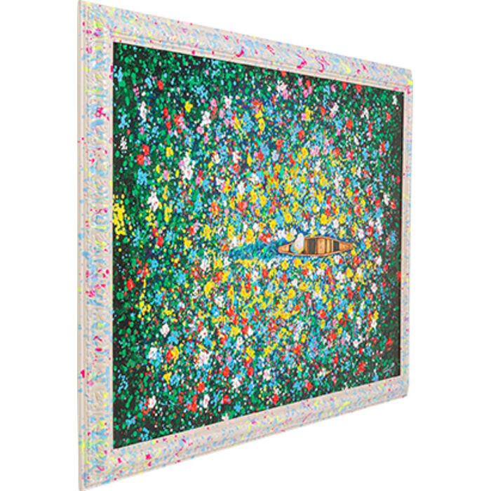 Framed Picture Floating Flower Market 150x100cm