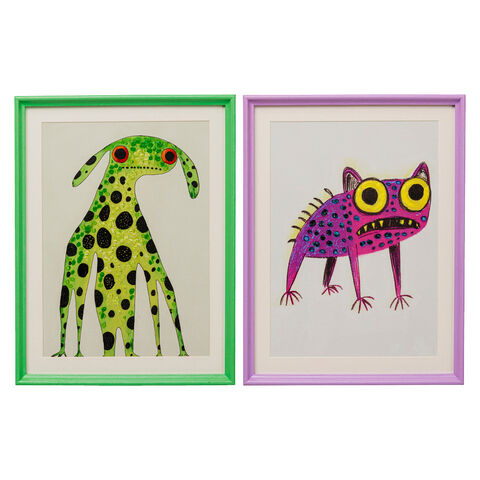 Framed Picture Fantasy Pet 32x42cm (2/Set)