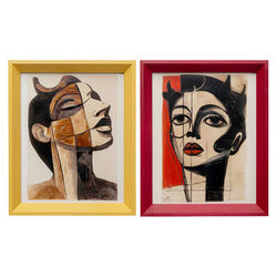 57772 - Gerahmtes Bild Portrait Modernism 22x27cm (2/Set)