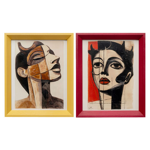 Framed Picture Portrait Modernism 22x27cm (2/Set)