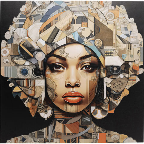 Glass Picture 3D Art Geo Woman 80x80cm