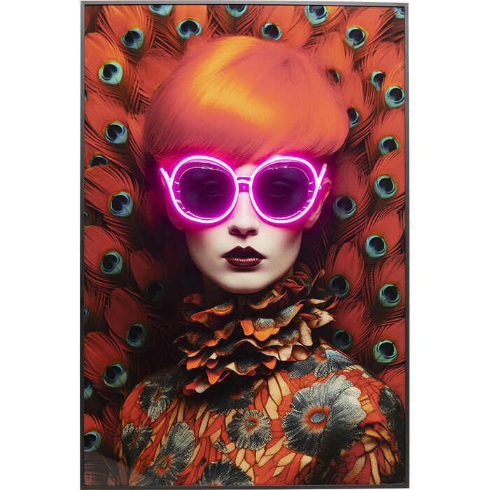 Gerahmtes Bild LED Fancy Red Lady 75x55cm