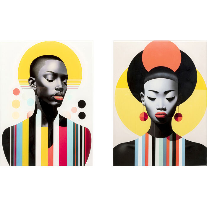Glasbild Muse Retro Lady 30x40cm (2/Set)