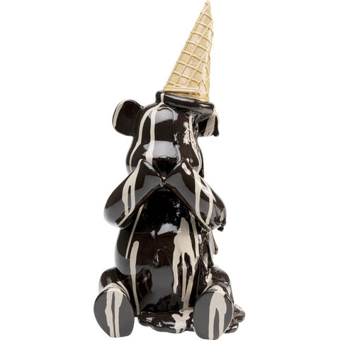 Figura Deco Sitting Gelato Bear Negro 37cm