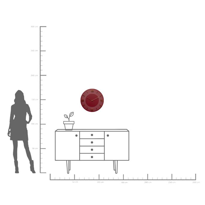 Wanduhr Leonardo Rot/Gold Ø49cm