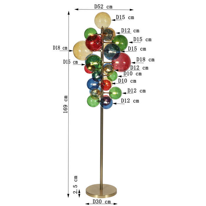 Stehleuchte Scala Balls Colore 169cm