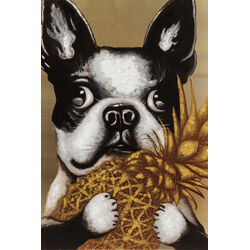 Picture Touched Dog with Pineapple 80x80cm