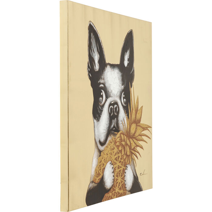 Cuadro Touched Dog with Pineapple 80x80cm