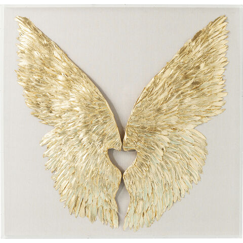 Object Picture Wings Gold White 120x120cm