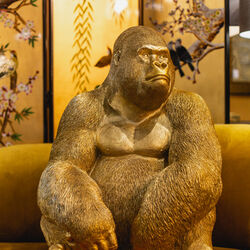 61445 - Deko Figur Monkey Gorilla Side XL Gold 76cm